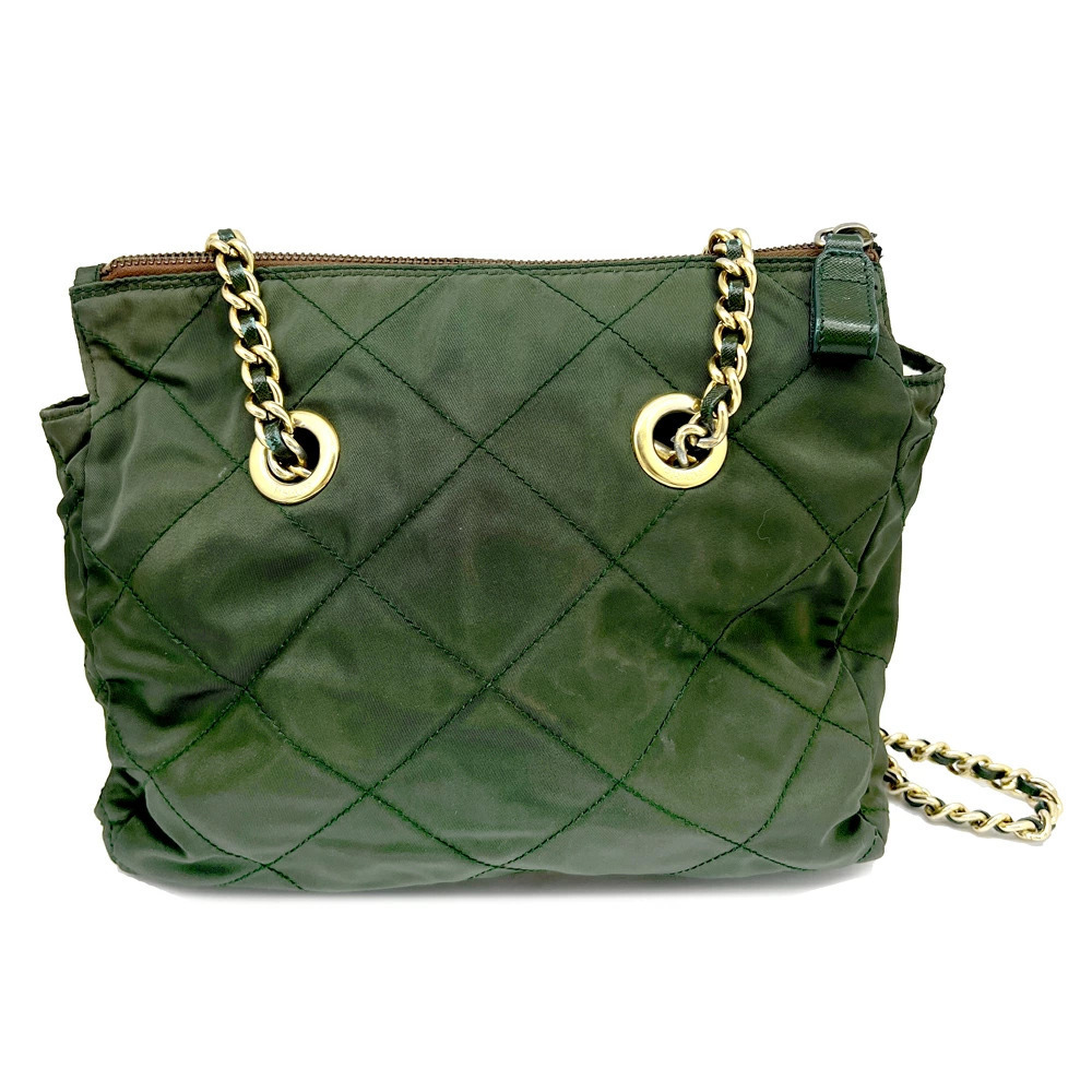 PRADA Chain Shoulder Bag Crossbody Green Khaki Green